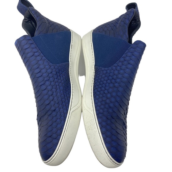 LANVIN Authentic Blue Python & Leather Mid Top Slip On Sneaker Tennis Shoe US 13 - Picture 8 of 13